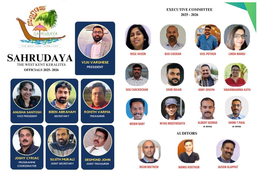 സഹൃദയ ദി വെസ്റ്റ് കെൻ്റ് കേരളൈറ്റ്സിനു നവനേതൃത്വം