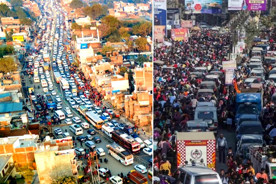 traffic-block-kumbhamela-pr പ്രയാഗ്രാജില് 300 കി.മീ നീളത്തിൽ ഗതാഗതക്കുരുക്ക്; വഴിയിൽ കുടുങ്ങി ജനം.