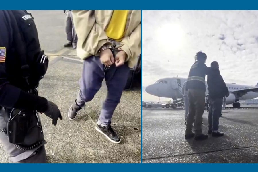 us-deporting-illegal-migran അനധികൃത കുടിയേറ്റക്കാരെ നാടുകടത്തുന്ന വീഡിയോ എക്സിൽ പങ്കുവെച്ച് വൈറ്റ്ഹൗസ്.