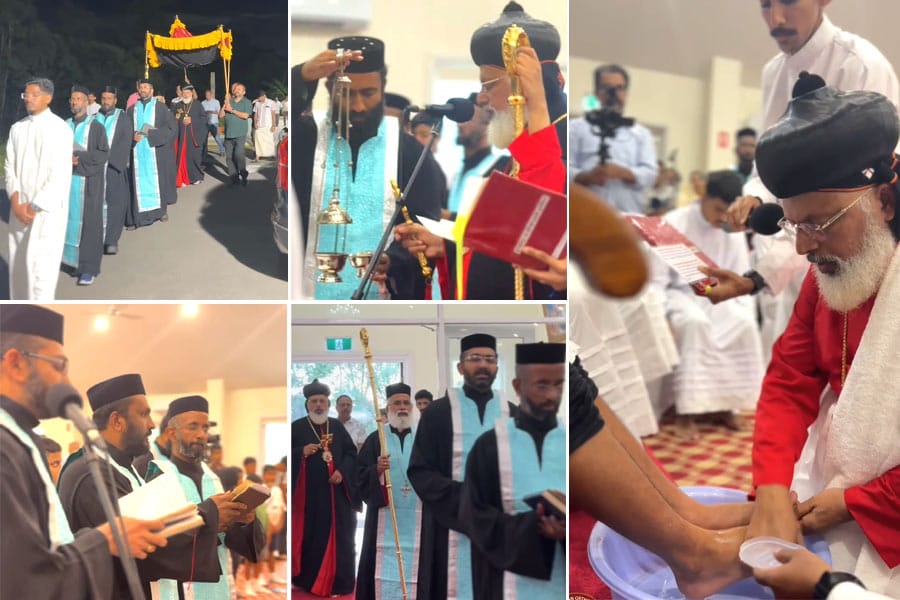 brisbane-church-pesaha-kal- ബ്രിസ്ബെയിൻ സെന്റ് ജോർജ് ദേവാലയത്തിൽ കാൽകഴുകൽ ശുശ്രൂഷക്ക് യൂഹാനോൻ മാർ ദീയസ്കോറസ് മെത്രാപോലീത്ത മുഖ്യ കാർമ്മികത്വം വഹിച്ചു.