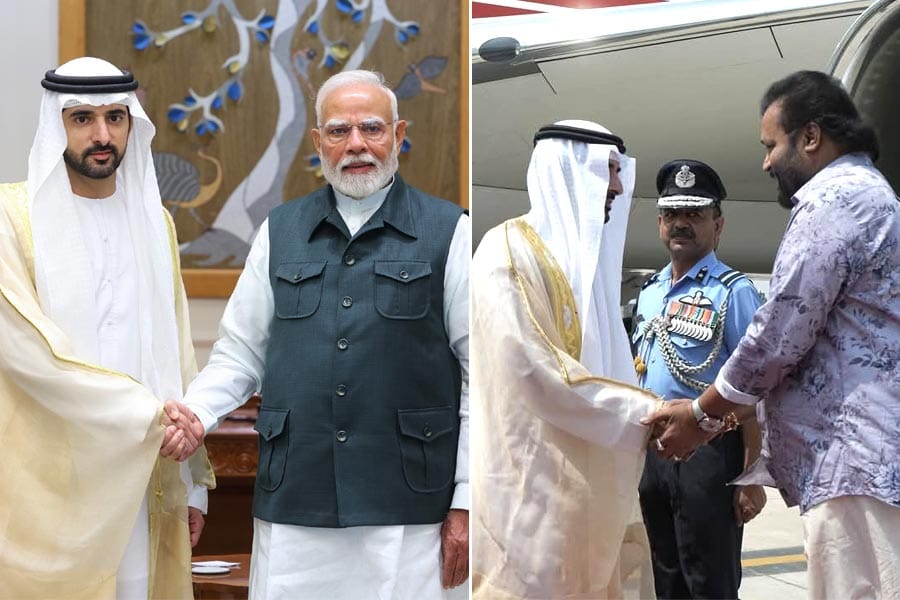 ദുബായ് കിരീടാവകാശി ഇന്ത്യയിൽ; സ്വീകരിച്ച് സുരേഷ് ഗോപി; പ്രധാനമന്ത്രിയുമായി കൂടിക്കാഴ്ച നടത്തി.