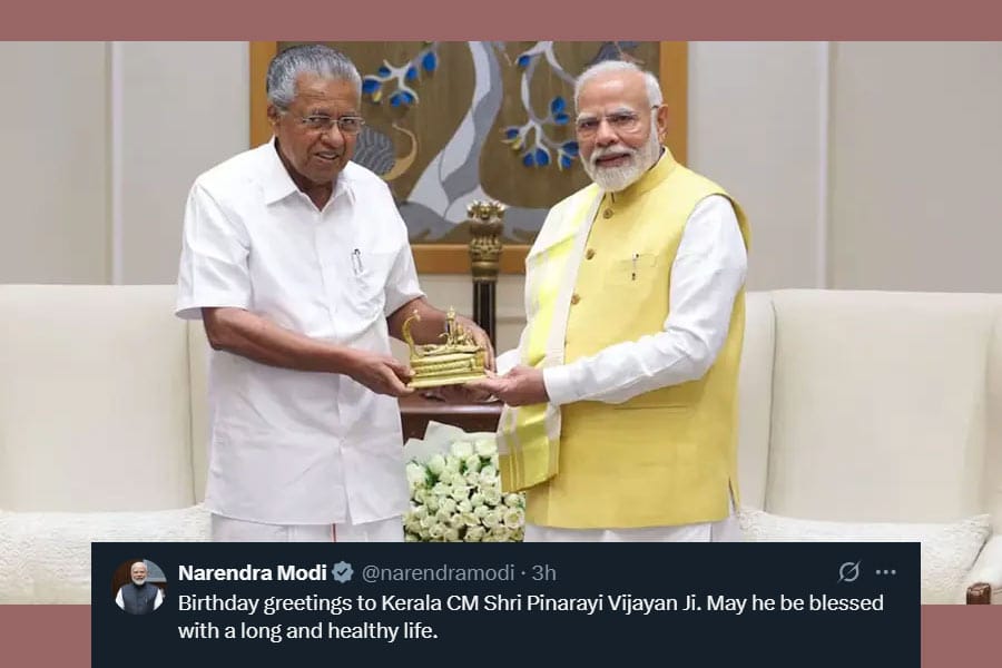 modi-greetings-to-pinarayi 'ദീര്ഘായുസും ആരോഗ്യവും ഉണ്ടാകട്ടെ'; മുഖ്യമന്ത്രിക്ക് പിറന്നാൾ ആശംസ നേർന്ന് പ്രധാനമന്ത്രി