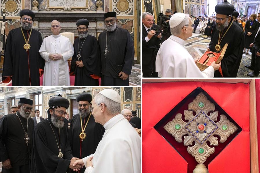 മാർപാപ്പയ്ക്ക് ചന്ദനക്കുരിശ് സമ്മാനിച്ച് മലങ്കര ഓർത്തഡോക്സ് സഭ