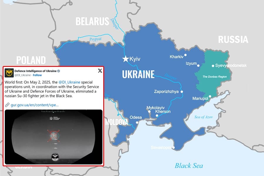 russian-flight-down-by-ukra റഷ്യന് യുദ്ധവിമാനം യുക്രൈന് ഡ്രോണ് ഉപയോഗിച്ച് വെടിവെച്ചിട്ടു.
