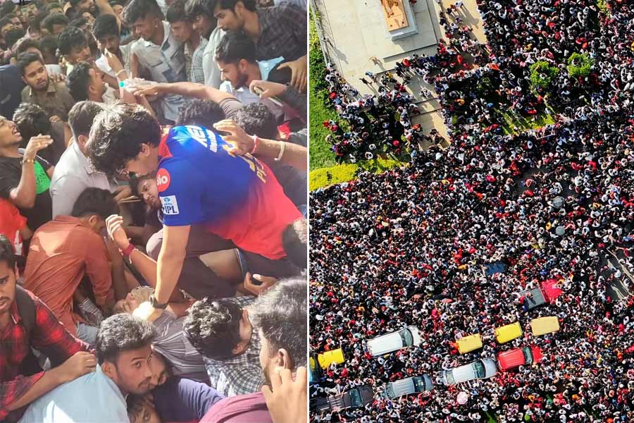 ആർസിബി വിജയാഘോഷത്തിനിടെ തിക്കിലും തിരക്കിലും 11 മരണം.