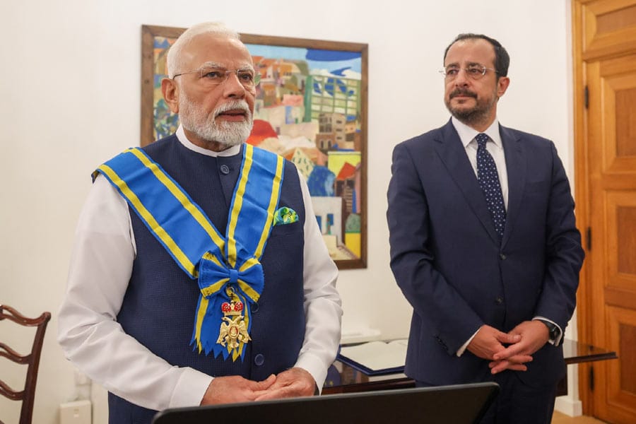 പ്രധാനമന്ത്രി നരേന്ദ്ര മോദിക്ക് സൈപ്രസിന്റെ പരമോന്നത സിവിലിയന്‍ പുരസ്‌കാരം.