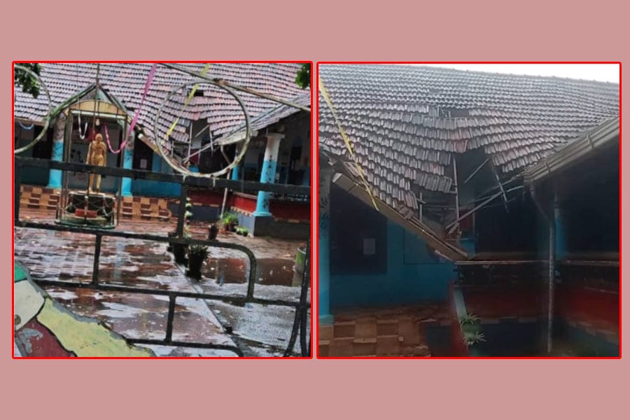 ആലപ്പുഴയിൽ സർക്കാർ സ്കൂൾ കെട്ടിടം തകർന്നുവീണു; അവധി ദിവസമായതിനാൽ വന്‍ അപകടം ഒഴിവായി