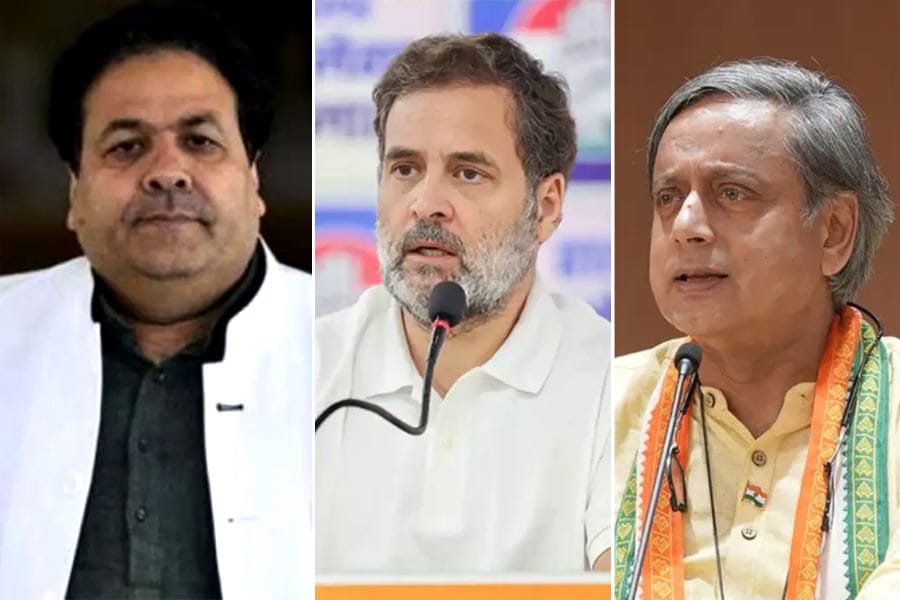 rahul-taroor-rajiv-shukla ഇന്ത്യയുടേത് 'ഡെഡ് ഇക്കോണമി' യാണെന്ന ട്രംപിന്റെ വാദം ആവർത്തിച്ച രാഹുൽ ഗാന്ധിയുടെ നിലപാടിനെ പിന്തുണയ്ക്കാതെ കോൺഗ്രസ് നേതാക്കൾ
