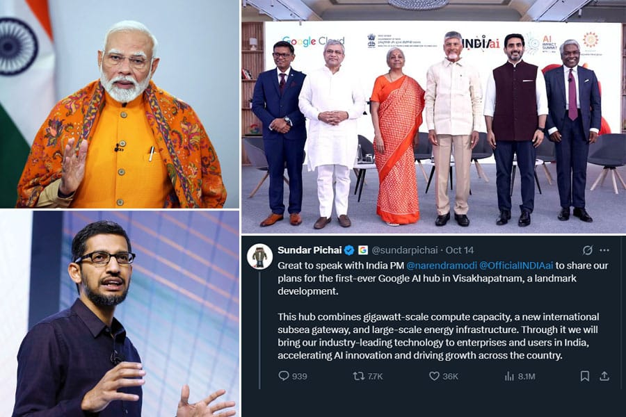 ഇന്ത്യയിൽ ആദ്യ എ ഐ ഹബ്ബ് സ്ഥാപിക്കാനൊരുങ്ങി ഗൂഗിൾ; വിശാഖപട്ടണത്ത് എത്തുന്നത് 15 ബില്യൺ ഡോളർ നിക്ഷേപം