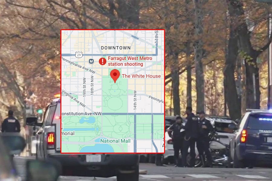 വൈറ്റ് ഹൗസിനു സമീപം വെടിവെയ്പ്; 2 സൈനികർക്ക് വെടിയേറ്റു