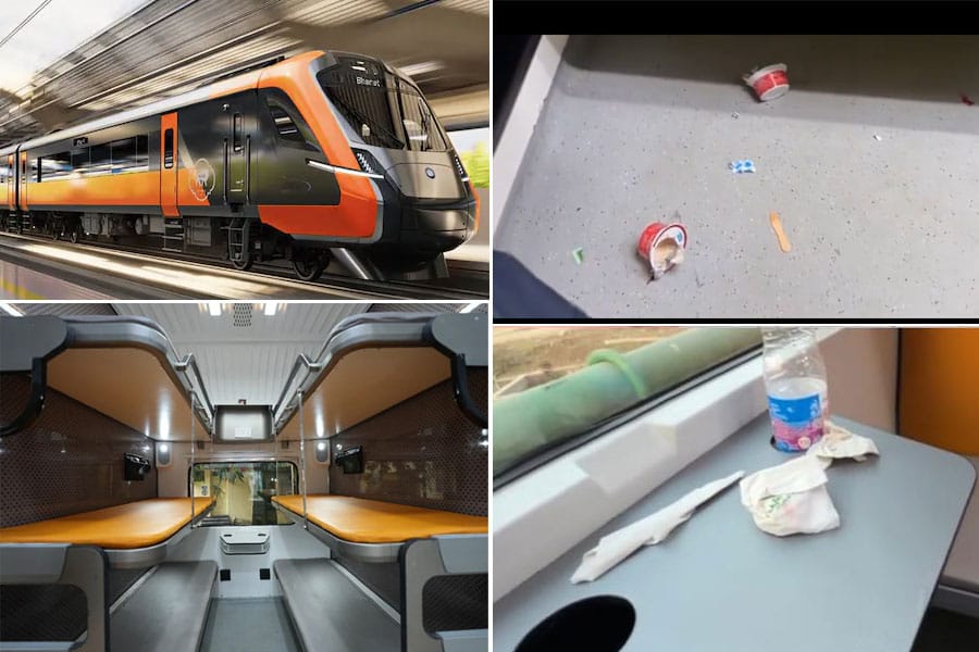 പുത്തൻ വന്ദേഭാരത് സ്ലീപ്പറിൽ ഭക്ഷണാവശിഷ്ടങ്ങൾ വലിച്ചെറിഞ്ഞ് യാത്രക്കാർ; ആളുകളുടെ സാമൂഹ്യ ബോധത്തേക്കുറിച്ച് രൂക്ഷമായ വിമർശനം