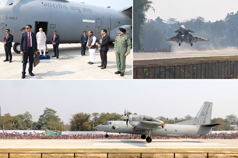 ചൈന അതിർത്തിക്ക് സമീപം ഹൈവേയിൽ വിമാനമിറങ്ങി ചരിത്രം സൃഷ്ടിച്ച് പ്രധാനമന്ത്രി നരേന്ദ്ര മോദി.