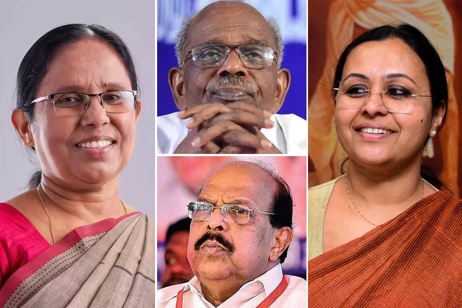 shaijala-veena-mani-sudhaka എം.എം.മണിക്ക് സീറ്റില്ല, പേരാവൂരിൽ കെ കെ ശൈലജ; സിപിഐഎം വിടാൻ ജി സുധാകരൻ