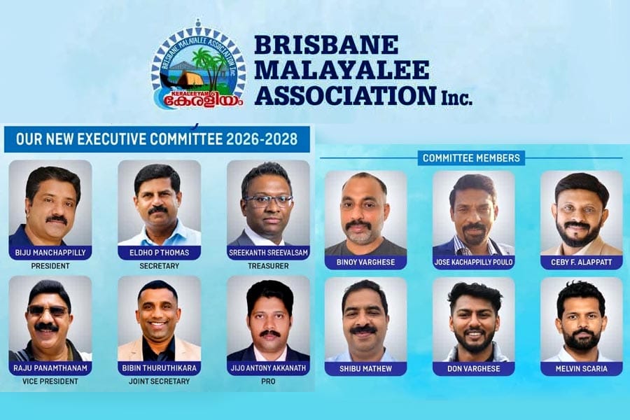 ബ്രിസ്‌ബെയ്ൻ മലയാളി അസോസിയേഷൻ പുതിയ കമ്മിറ്റിയെ തിരഞ്ഞെടുത്തു.