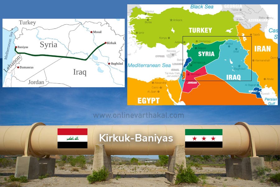 kirkuk-iraq-baniya-syria-pi 25 വർഷമായി പൂട്ടിക്കിടക്കുന്ന ‘കിർക്കുക്ക്’ പൈപ്പ്ലൈൻ തുറക്കാൻ നടപടികൾ ആരംഭിച്ചു
