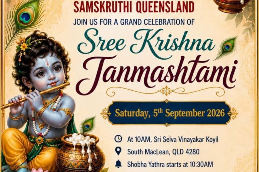 ക്വീൻസ്‌ലാൻഡിൽ ശ്രീകൃഷ്ണ ജന്മാഷ്ടമി ആഘോഷം സെപ്റ്റംബർ 5-ന്